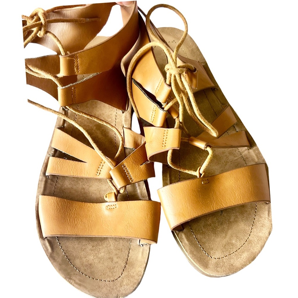 Bamboo Leather Women Sandals  Size 9- Natural Brown